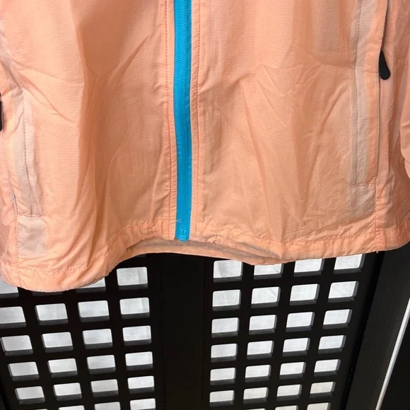 🧡 Little Donkey Andy Lightweight Windbreaker Jacket Peach Blue Zip Medium 🧡 - Picture 5 of 13